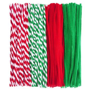 Red with White Christmas Striped Chenille Stem Art Craft Pipe Cleaners